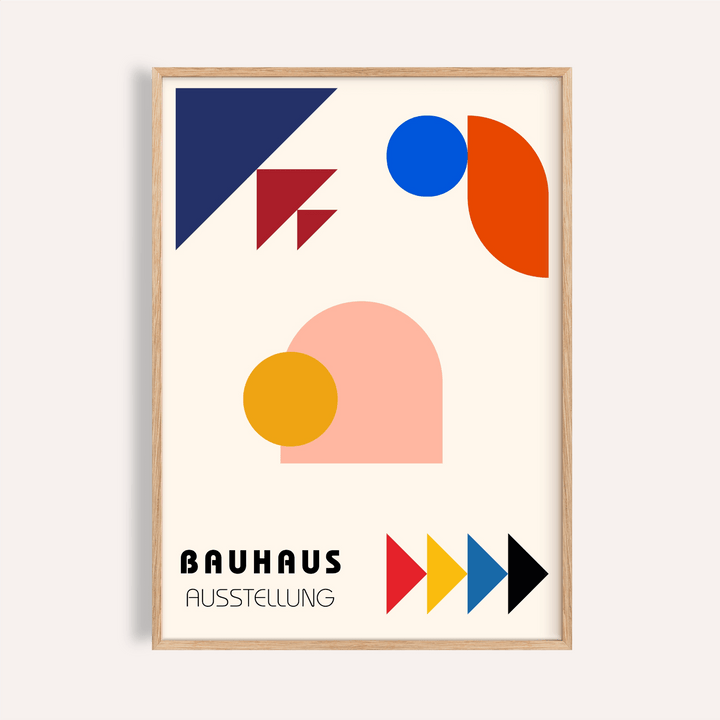 Abstract Geometric Art print in Orange, White, and Blue for living room wall art