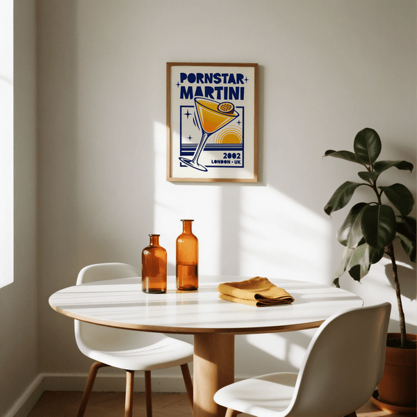 Kitchen decor Orange Blue Pornstar Martini Poster art print