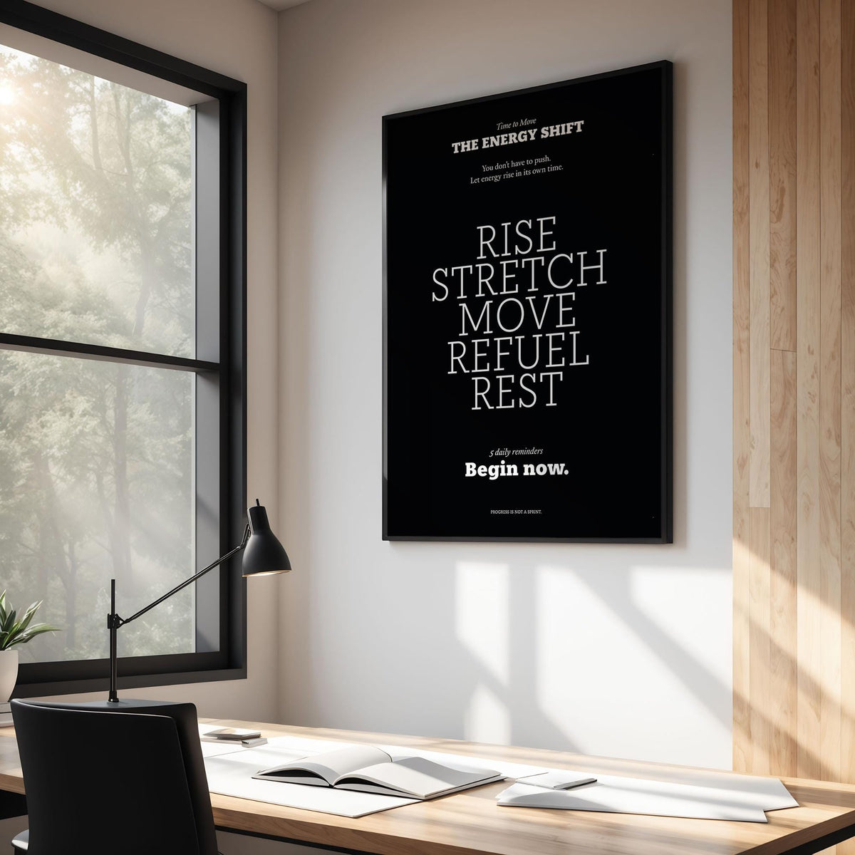 Bold black Motivational Posters with Quotes featuring self-care reminders.