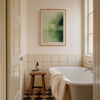 Olive green wall art designed with soft transitions and calming structure.