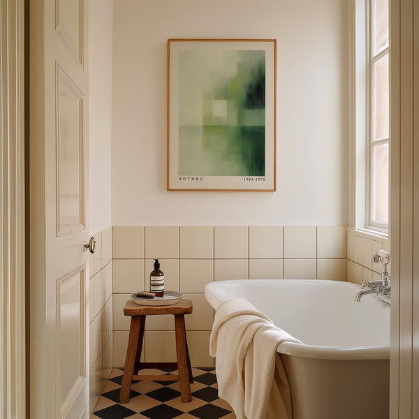 Olive green wall art designed with soft transitions and calming structure.