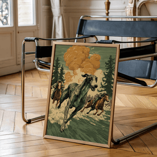 Beige accented Greyhound Racing Wall Art poster for office wall