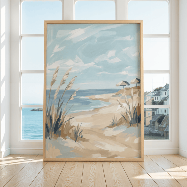 Beach Landscape Art Print with White accents for relaxation room