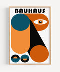 Bauhaus geometric abstract wall art in warm colours for living room or office