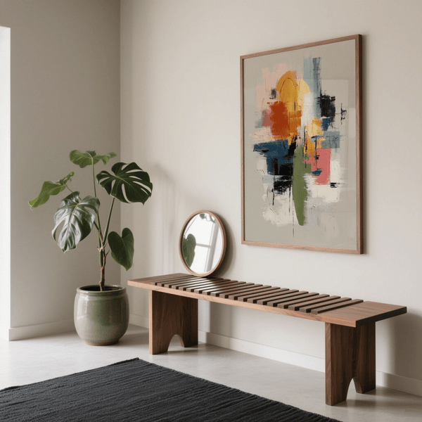 Colorful Textured Print, multicolored tones, dining area, art print