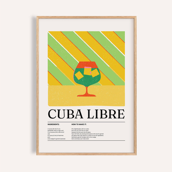 Cuba Libre large colorful wall art with lime green and orange diagonal stripes

