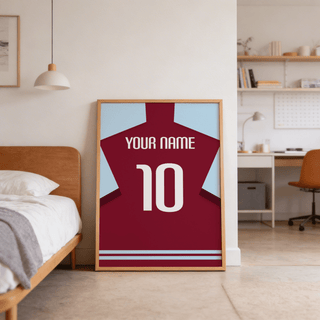 Close-up view of West Ham Football Shirt Poster featuring the large number 10
