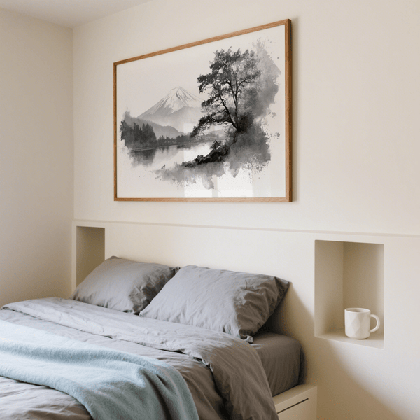 Elegant Black and White Print art print for office, showcasing gray, black, and white