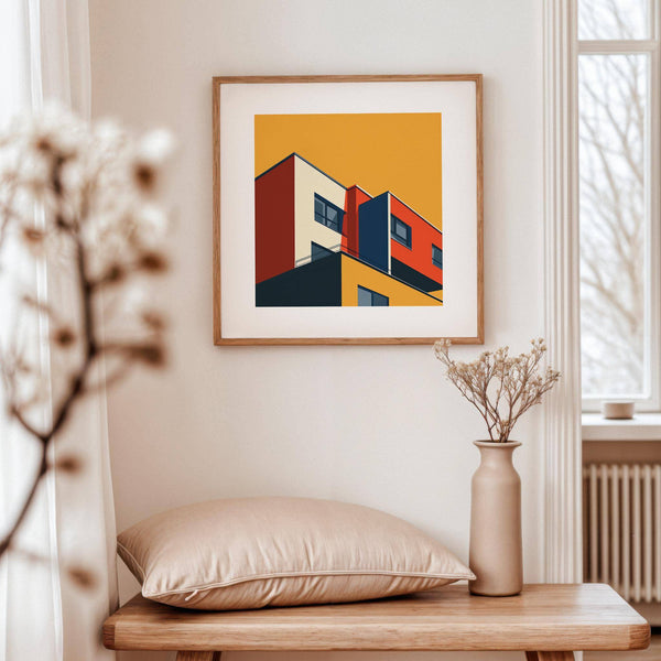 Bauhaus architecture print perfect for creative spaces