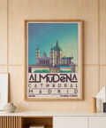 Madrid Poster art print with twin towers and vintage lettering