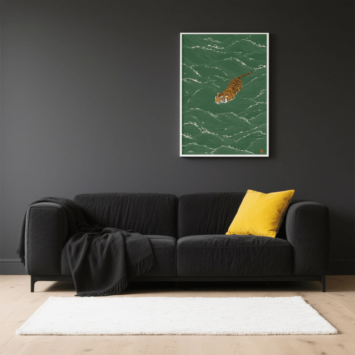Vivid Wildlife Wall Decor for hallway, featuring Green and Orange colors