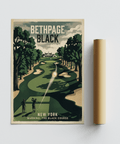 Bethpage Black Golf Print graphic design highlighting flight path and green