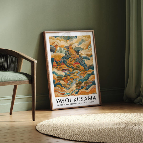 Unique large Buddha wall art inspired by Yayoi Kusama’s style