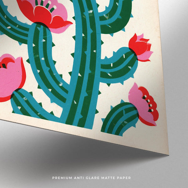 Graphic cactus illustration from Vintage Mexican Wall Art print.