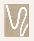 beige wall art with white abstract lines for living room decor print