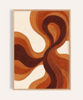 Organic Line Poster with brown and orange lines for living room wall art print
