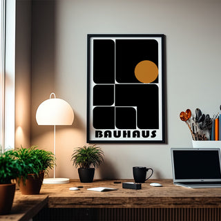 Framed poster of Bauhaus-inspired office artwork prints
