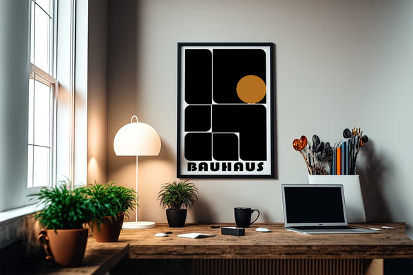 Framed poster of Bauhaus-inspired office artwork prints