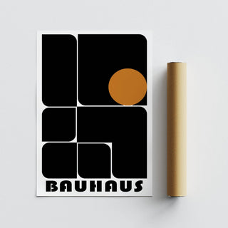 Contemporary workspace styled with Bauhaus office artwork prints