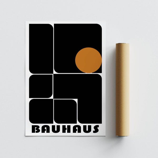 Contemporary workspace styled with Bauhaus office artwork prints