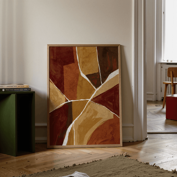 Burnt Orange Abstract Art for studio space, Orange, Brown, Red, Beige palette poster