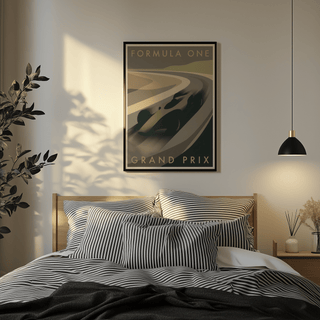 Wide view of Grand Prix Poster showing curved road lines leading into the distance