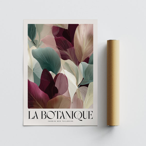 Abstract burgundy wall art with seasonal tones