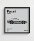 Ferrari Wall Art with the 250 GTO in grayscale for study wall decor