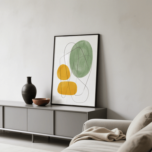 Yellow and Green Print home accent, green and yellow, entryway, poster