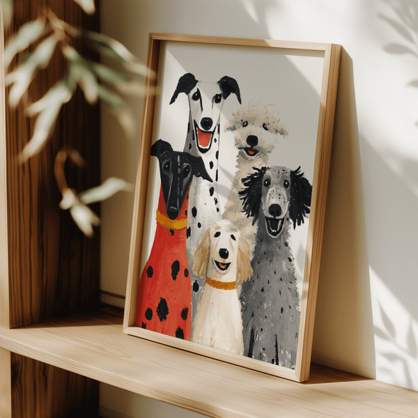 Dog Portrait Art Print artwork with beige tones suitable for kids’ playrooms