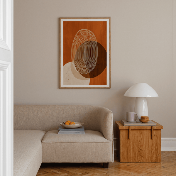 Modern Geometric Print wall art featuring repeated oval line motif