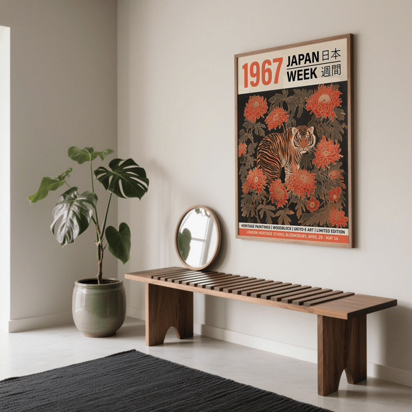 Captivating vintage Asian wall art with traditional Japanese influences