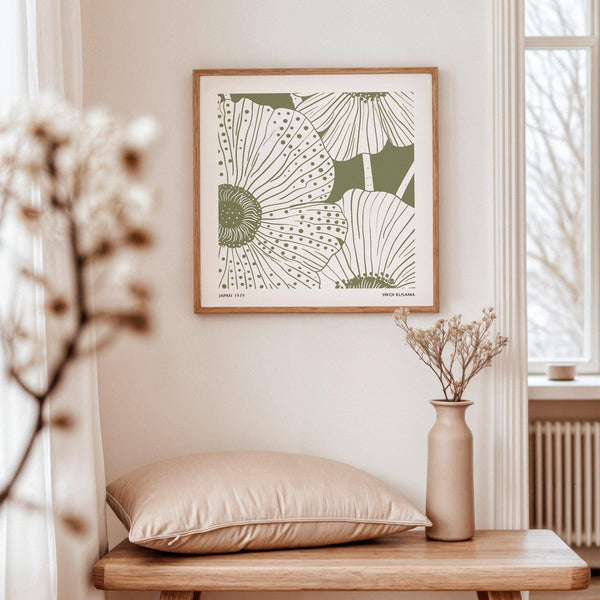 Harmonious dotted floral sage green abstract wall art for minimalist homes
