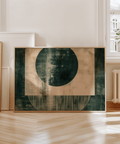 Abstract Geometric Poster print with Green and Beige hues for bedroom decor