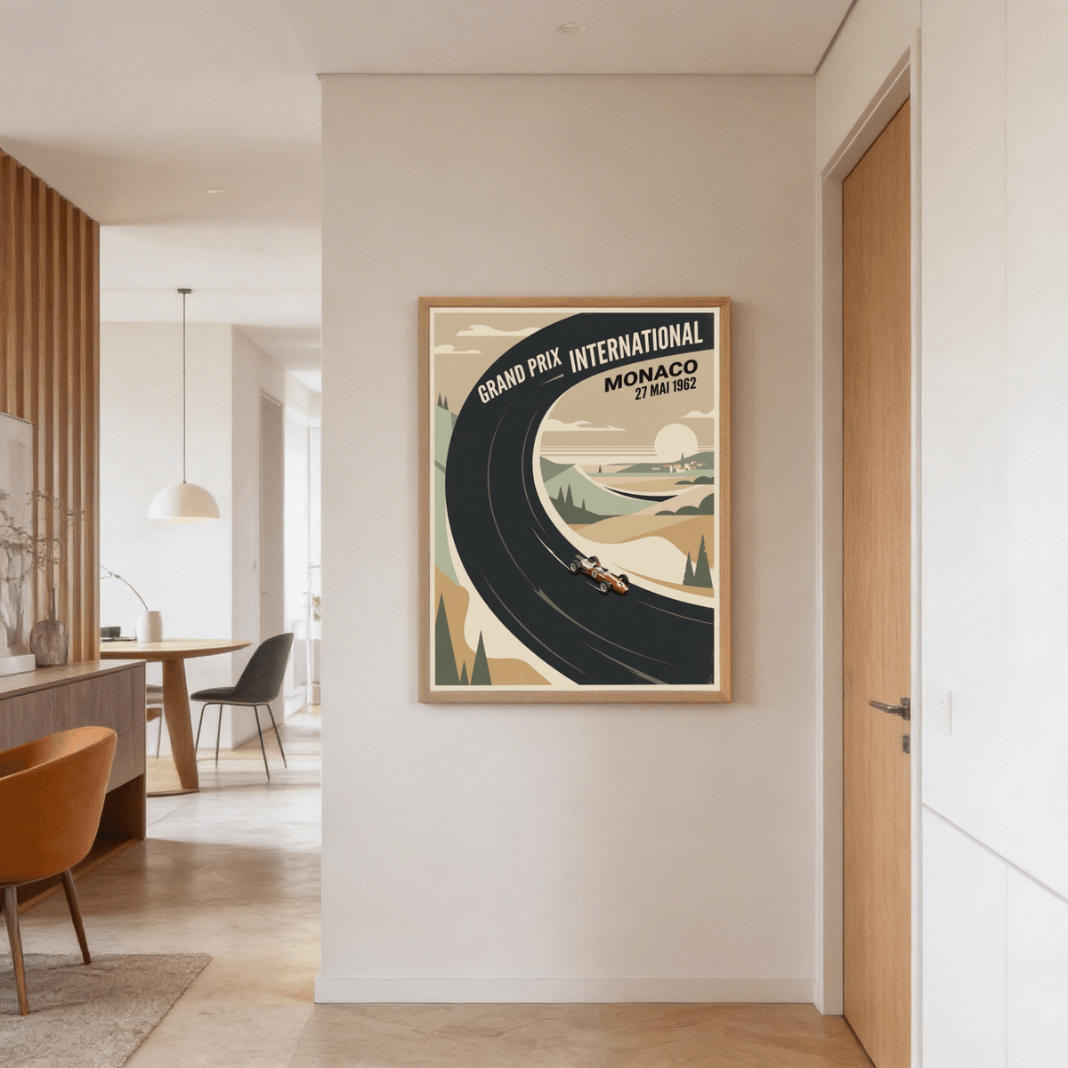 Retro Monaco 27 Mai 1962 typography at top of motorsport wall art