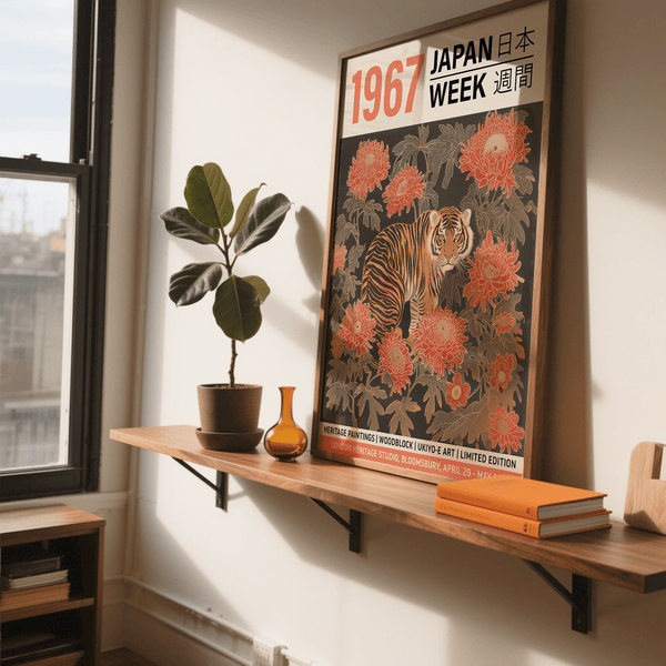 Timeless vintage Asian wall art with nature and strength themes