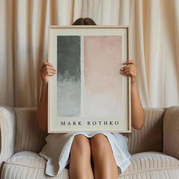 Peaceful creative space with minimalist pastel art wall painting