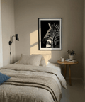 Detailed mane texture zebra wall art print in monochrome photography style