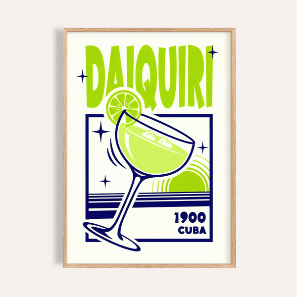 Daiquiri Art Print in green and blue for kitchen wall art