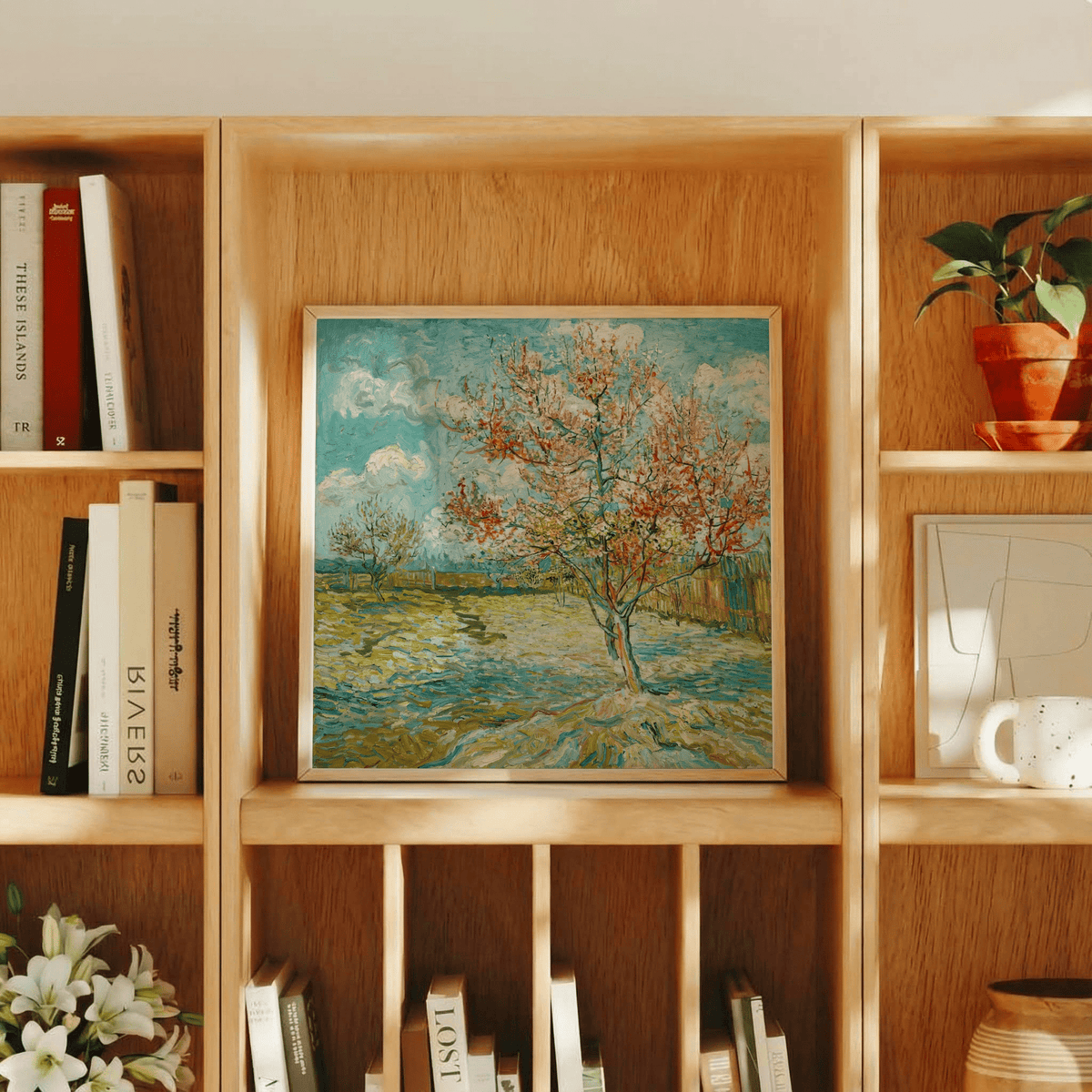 Impressionist Wall Art with Pink and Blue for entryway art print