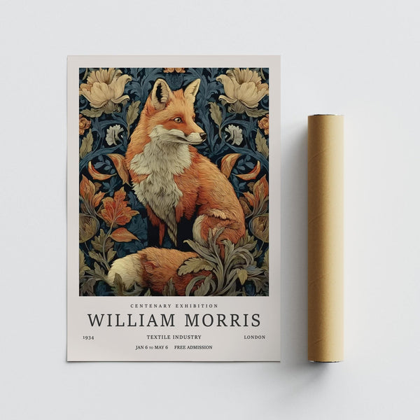 William Morris Fox Print for cottagecore interiors with woodland charm.