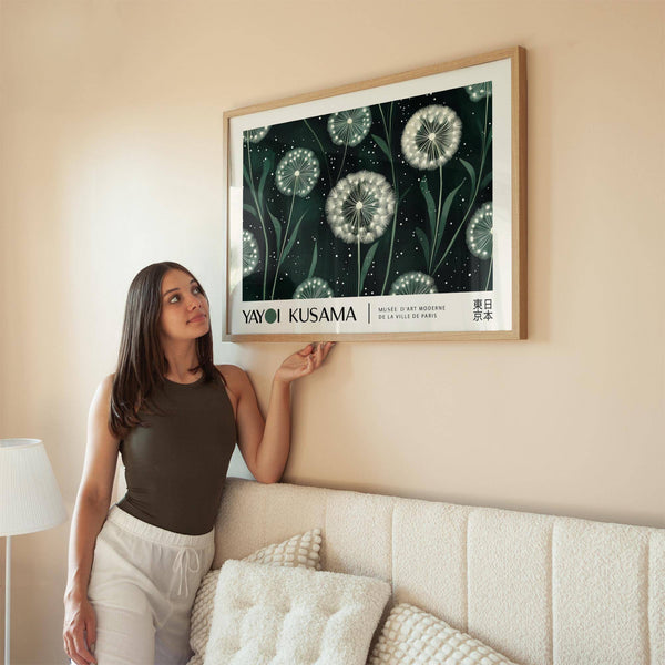 Dandelion-themed horizontal posters with soft patterns for bedroom walls