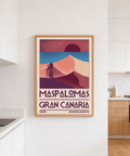 Destination artwork reading Maspalomas Gran Canaria in geometric type