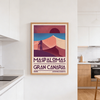 Destination artwork reading Maspalomas Gran Canaria in geometric type