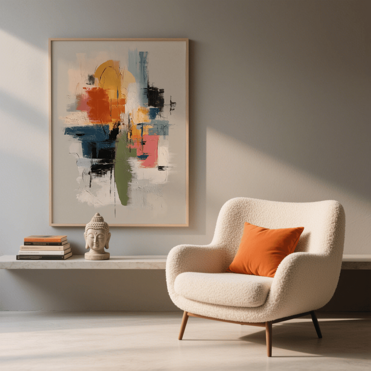 Colorful Textured Print, multicolored accents, creative room, art print