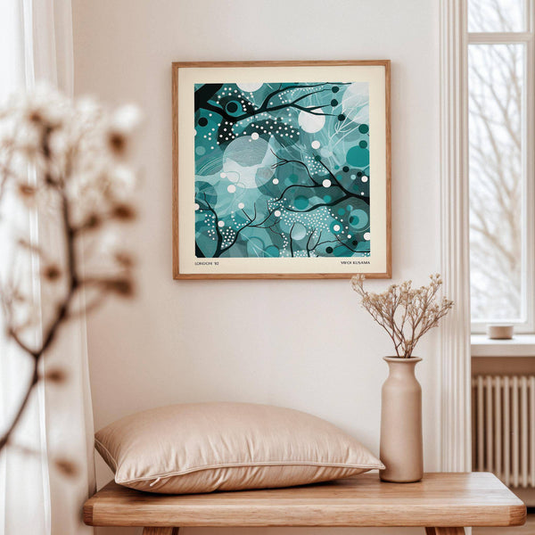Soft nightscape in abstract teal home decor wall art