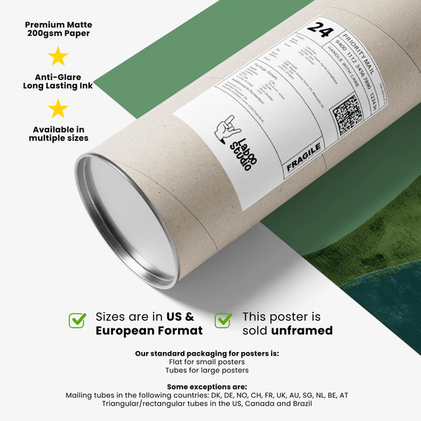 Simplified golf landscape print poster with textured layers and a clean central motif