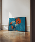 Cranes Artwork print with vibrant colors for bedroom wall art