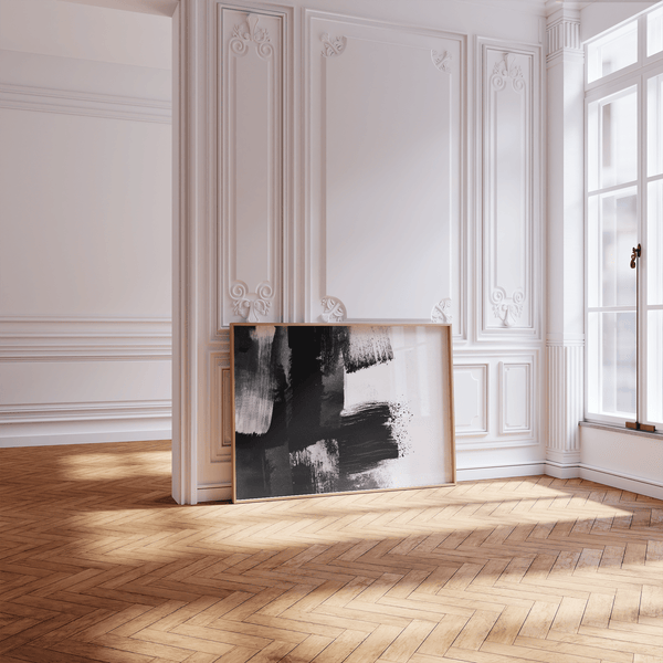 Abstract Black and White Art Print featuring Black, White for office decor