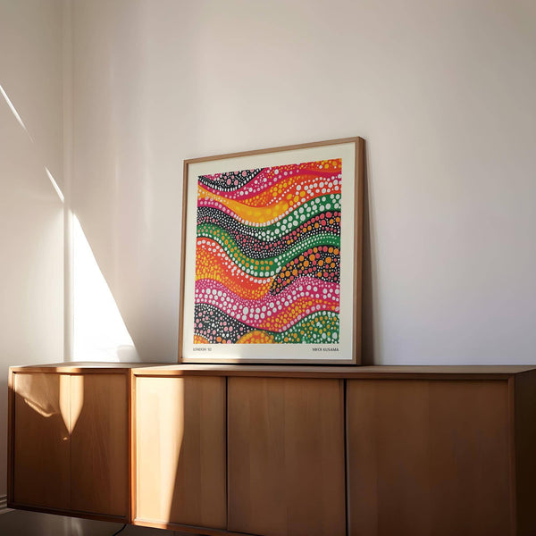 Flowing abstract art colorful poster for creative home spaces